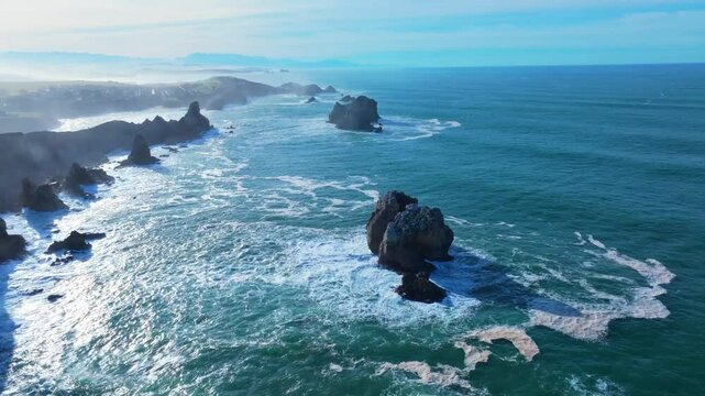 Sunset lights in the Urro del Manzano area of ​​the Dunes of Liencres Natural Park. Liencres, Pi&eacute;lagos Municipality, Costa Quebrada Geopark, Cantabrian Sea, Cantabria, Spain, Europe