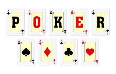 Aces deck of playing cards. Classic playing cards suit isolated background. Vector illustration.