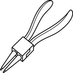 Professional automotive circlip pliers for inside straight snap rings removal and installation. Drop-forged steel tool with hardened tips for precision mechanical work. Vector outline icon.