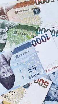 Paper money, South Korean banknotes as a financial business background. Cash, investment, banking