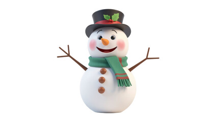 Gleeful Snowman Celebrating Winter Outdoor Scene 3D Animation Cheerful Environment Playful Perspective
