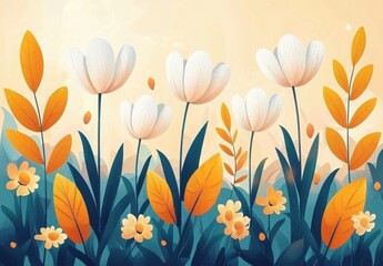 Blooming Spring Flowers Illustration for Nature-Themed Designs
