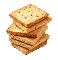 Fototapeta premium Stack of tasty crackers food on transparent background
