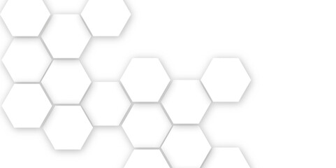 Abstract modern science or technology concept banner hexagonal 3D shapes background. Technology background with hexagons shape pattern. Design for banner, template, technology, science, medical	
