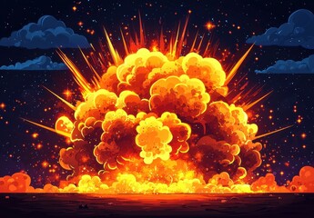 Dramatic Fireball Explosion Background for Action Movie Posters, Gaming Graphics, and Impactful Advertisements