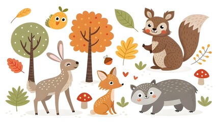set of funny animals