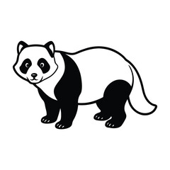panda silhouette line art vector illustration with a white background,