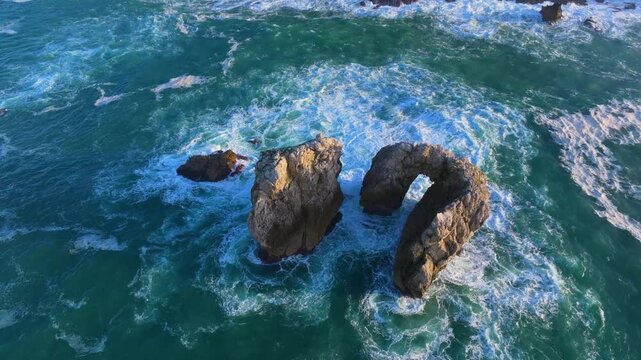 Sunset lights in the Urro del Manzano area of ​​the Dunes of Liencres Natural Park. Liencres, Pi&eacute;lagos Municipality, Costa Quebrada Geopark, Cantabrian Sea, Cantabria, Spain, Europe