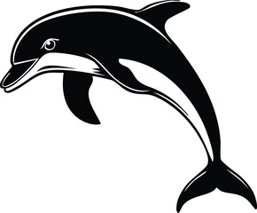 Obraz premium Dolphin Silhouette Vector | Elegant Black Art for Aquatic Illustration Vector Format