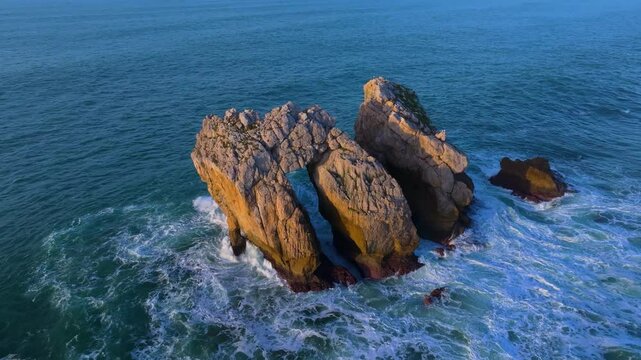 Sunset lights in the Urro del Manzano area of ​​the Dunes of Liencres Natural Park. Liencres, Pi&eacute;lagos Municipality, Costa Quebrada Geopark, Cantabrian Sea, Cantabria, Spain, Europe