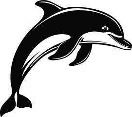 Dolphin Silhouette Vector | Elegant Black Art for Aquatic Illustration Vector Format