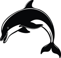 Dolphin Silhouette Vector | Elegant Black Art for Aquatic Illustration Vector Format
