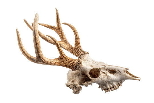 PNG Deer skull with antlers isolated on black background - Powered by Adobe