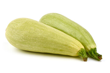 Fresh Light Green Zucchini Squash, Isolated on White Background.
