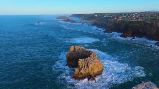 Sunset lights in the Urro del Manzano area of ​​the Dunes of Liencres Natural Park. Liencres, Pi&eacute;lagos Municipality, Costa Quebrada Geopark, Cantabrian Sea, Cantabria, Spain, Europe