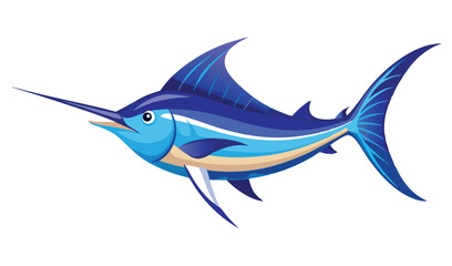 Obraz premium Striped marlin fish illustration blue ocean animal