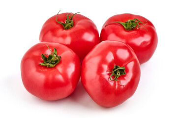 Fresh Red Tomatoes, Isolated on White Background.