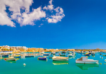 Cityscape of Birzebbuga, a popular tourist destination in Malta