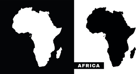 Black and White Africa Map Silhouette - High Contrast Geographic Illustration of Continent for Education, Design, Cartography, and Visual Reference © Vector World