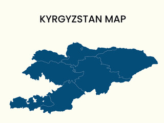 Map of Kyrgyzstan, Kyrgyzstan Map Vector Illustration.