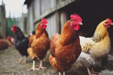 Chickens in the farm.