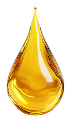 Golden oil droplet with smooth surface on transparent background, 3d digital render
