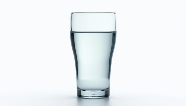 Glass of Clear Water on White Background