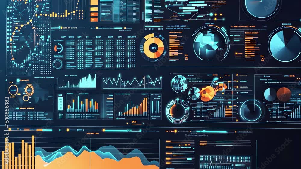 Aufkleber comprehensive big data analysis report infographic showcasing graphs and visual representations, big