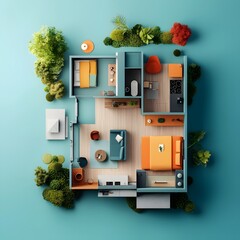 Scandinavian inspired architectural blueprint of a cozy modern home