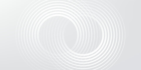 Abstract white glowing geometric lines on gray background. Modern shiny blue circle lines pattern. Futuristic technology concept. Suit for cover, poster,