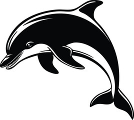 Dolphin Silhouette Vector | Elegant Black Art for Aquatic Illustration Vector Format