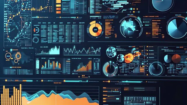 Comprehensive big data analysis report infographic showcasing graphs and visual representations, Big data analysis report Infographic with graphs Distribution of data by business category