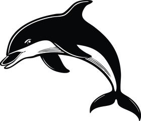 Dolphin Silhouette Vector | Elegant Black Art for Aquatic Illustration Vector Format