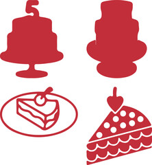 Cute seamless pattern of cartoon cupcakes and cakes with sweet decorations in a vector illustration