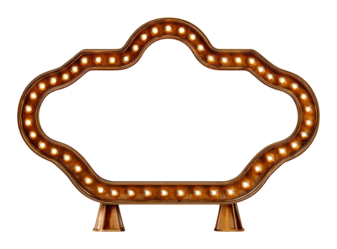 Retro marquee sign with shining light bulbs forming a cloud shape isolated on transparent background - Powered by Adobe