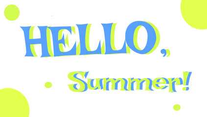 Summer lettering. Hello summer! text. Typography design inspiration. Lettering style word for sign, banner, card. On white background.