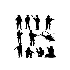 Combat Doodle Icons - Minimalist Army Drills on White Background