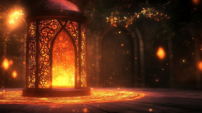 Magical lantern in mystical setting