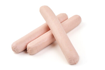 Raw Chicken Sausages, Isolated on White Background