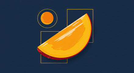 Geometric citrus composition with orange slice and minimalist design elements