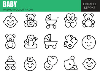 baby icons set line vector icon set