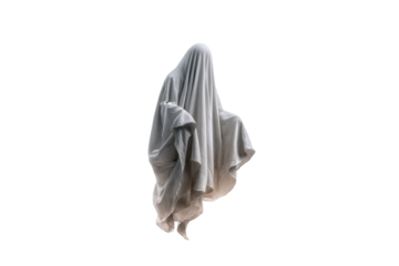 PNG Mysterious floating ghost draped in white cloth
