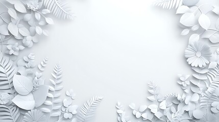 Obraz premium White paper flowers and leaves (1)