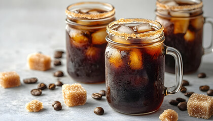 Iced coffee in mason jars