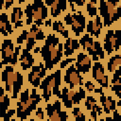 Pixelated Leopard Print Pattern - Retro Digital Animal Skin Texture