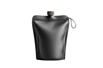 PNG Black resealable stand-up pouch with zipper and screw cap