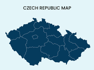 Map of Czech Republic, Czech Republic Map Vector Illustration.