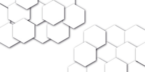 Vector technology background with hexagon concept design. Embossed Hexagon , honeycomb white shadow. Luxury White 3D futuristic honeycomb mosaic white background.	