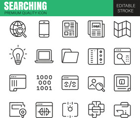 Searching  line vector icon set Editable Stroke