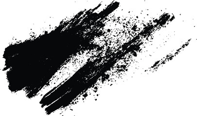  Abstract Black Brush Stroke on White Canvas. Abstract black in splash, paint, brush strokes, stain grunge isolated on white background,	
